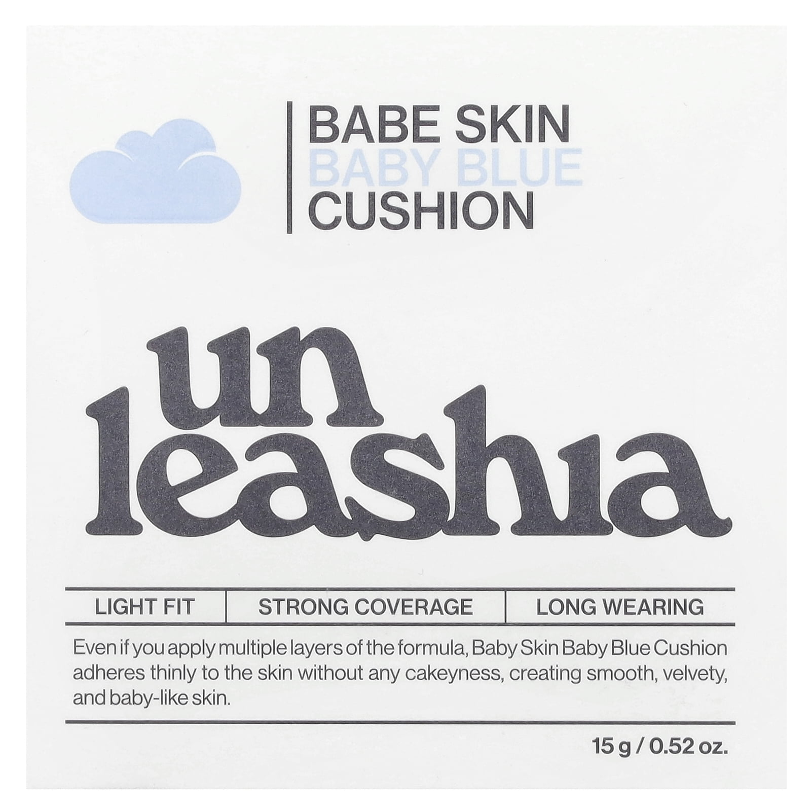Unleashia Babe Skin, Baby Blue Cushion, SPF40/ PA++, 25N Good Night, 0.52 oz (15 g)