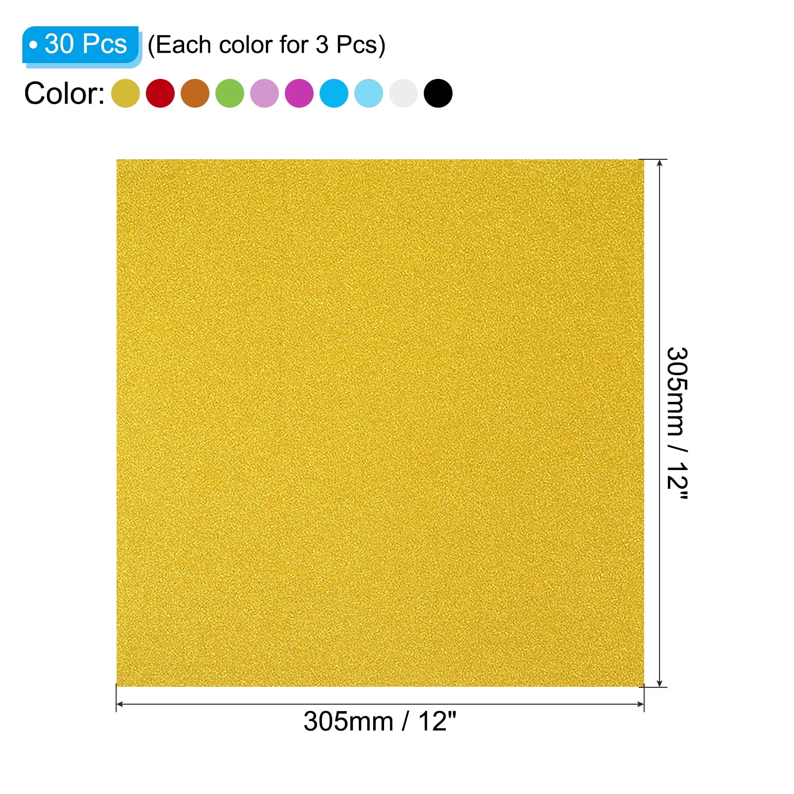 Uxcell 12x12" Glitters Cardstock Set, 30Sheets No-Shed Shimmer Paper, Multicolored