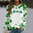 thumbnail image 2 of St Patricks Day Shirt Women Crewneck Graphic Sweatshirts Clover Shamrock Four Leaf Shirt Casual Pullover Long Sleeve Holiday Tops, 2 of 4