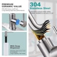 thumbnail image 3 of Wowow Pull Down Waterfall Kitchen Faucet with Soap Dispenser and 3-Mode Sprayer in Brushed Nickel for Kitchen Sink, 3 of 7