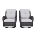 thumbnail image 6 of PARKWELL 7Pcs Outdoor Wicker Rattan Conversation Patio Furniture Set, including Two-seater Sofa, Rocking Chairs, Coffee Table, Ottomans and Side Table with Cushion, Beige, 6 of 10
