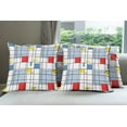 thumbnail image 6 of Ambesonne Geometric Throw Pillow Cover 4 Pack, Quadratic Striped Grid, 20", Multicolor, 6 of 7