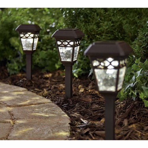 Mainstays Trellis Square Solar Powered Landscape Light Brown Finish Walmart Com Walmart Com