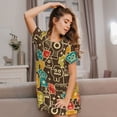 thumbnail image 3 of Gukieu Robot and Monsters Print Women's Nightgown, A-line Round Neck Short-sleeved Nightgown Pajamas Home Wear Suitable for Home and Outing, 3 of 6