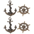 thumbnail image 3 of Shisuyan 4 Pcs Poignées d'Armoire Rétro : Poignées de Tiroir Vintage à Roue de Navire et Ancre, Boutons Décoratifs pour Meubles pour Commode, Garde-Robe, Placard, 3 of 8