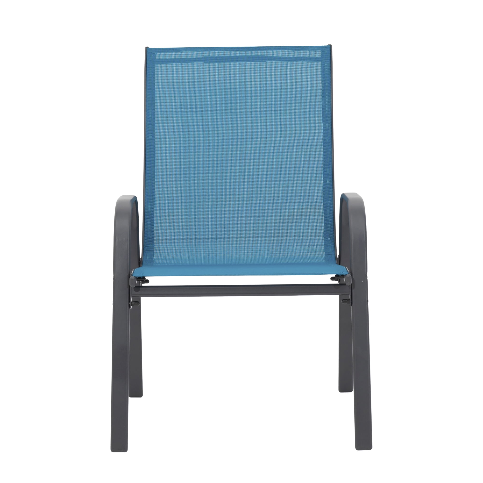 Outdoor Camping Chairs Set of 4 with Breathable Textilene Fabric, Lightweight Patio Chairs with Armrest for Garden and Beach, Blue
