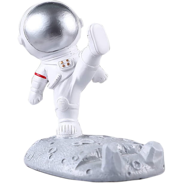 Soporte para teléfono de astronauta creativo, soporte para teléfono celular de astronauta, lindo y divertido soporte para teléfono inteligente para escritorio, hogar, oficina, plateado (A)