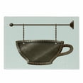 thumbnail image 1 of Coffee Cutting Board, Old Rusty Cup Hanging Signboard on Chains Grungy Rough Looking Mug Caffeine Drink, Decorative Tempered Glass Cutting and Serving Board, Small Size, Umber White, by Ambesonne, 1 of 1