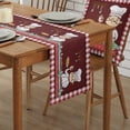 thumbnail image 2 of Table Runner Dresser Scarves 48 Inch Long, Red Retro Chef with Folk Cooking Food Linen Dining Table Runners Buffalo Plaid Frame Tabletop Scarf for Wedding Holiday Party Kitchen, 2 of 7