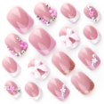 thumbnail image 2 of Press on Nails GUAACCB con punta francesa rosa con diseño 3D, 24 unidades, 2 of 7