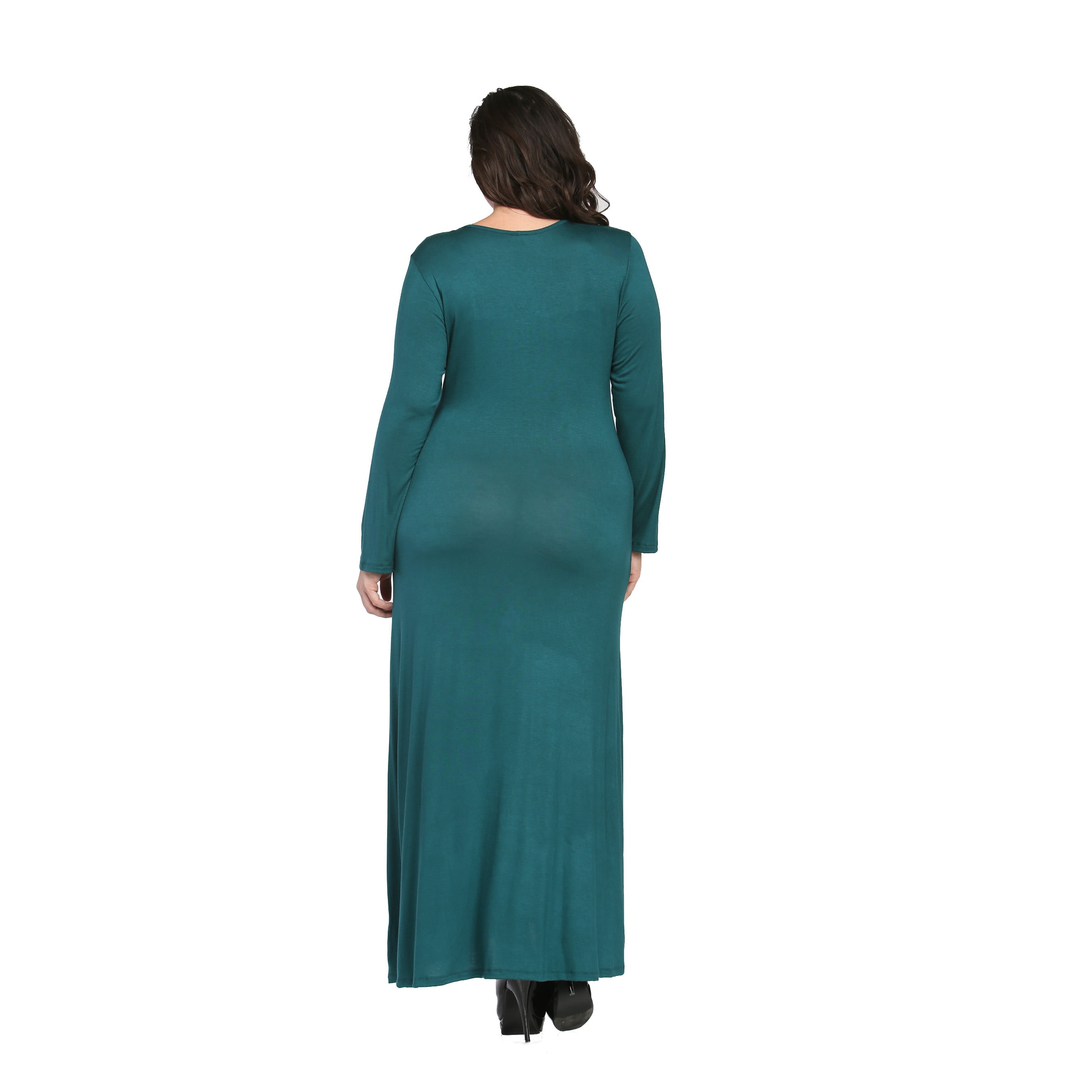 Women's Plus Size Long Sleeve Scoop Neck Maxi