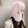 thumbnail image 4 of qolati Winter Trappers Hat for Women Warm Faux Furs Windproof Full Hood Earflap Beanie Furry Pures Color Snow Ski Cap, 4 of 4