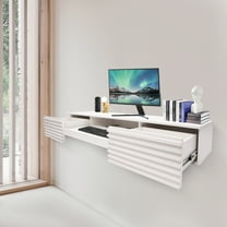 Mounted Desk with Pull Out Drawer, Wall Organizer Modern White Wall Mounted Desk, Wall 60*15.5*9.5in For Homes, Offices, Entrances