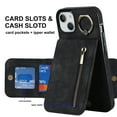 thumbnail image 4 of ELEHOLD for iPhone 14 Plus 6.7" Vintage Leather Wallet Case,Practical Card Holders RFID Blocking Zipper Wallet Kickstand Ring Holder Shockproof Anti-Scratch Case for Women Men,Black, 4 of 8