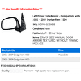 thumbnail image 2 of Left Driver Side Mirror - Compatible with 2002 - 2009 Dodge Ram 1500 2003 2004 2005 2006 2007 2008, 2 of 2
