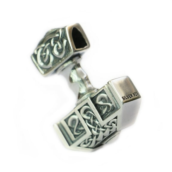LINSION Handmade 925 Sterling Silver Thor's Hammer Mens Biker Punk Pendants TA137
