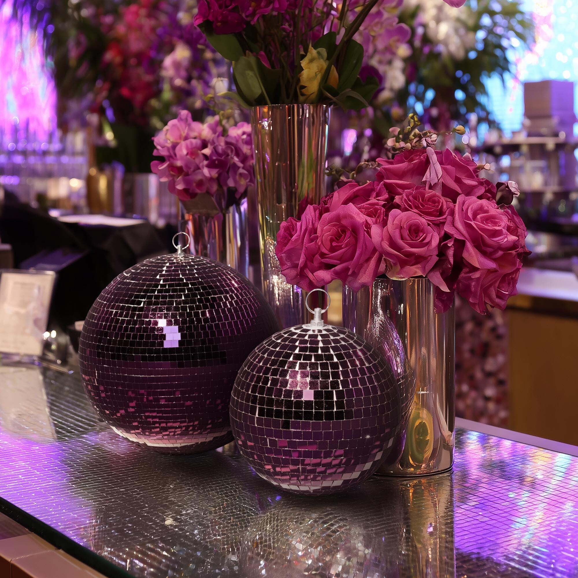 Yescom 12" Large Disco Ball Mirror Big Hanging Glass Decor for 70s 80s Party Events Wedding DJ Dance Club Stage Lighting Purple