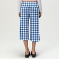 thumbnail image 7 of Women's Fold Over Capri Pants Y2K Low Rise Wide Leg Flowy Gaucho Pants Summer Plaid Going Out Yoga Capris Blue XL, 7 of 7