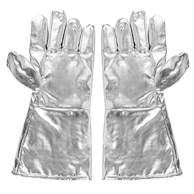 Gants en Aluminium, Prévention du Feu Résistance à l'Usure Design Cinq Doigts Confortables Résistants à la Chaleur pour Chaudière pour Fusion pour Traitement du Verre