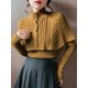 thumbnail image 4 of Conjunto de 2 piezas de suéter y capa coreana para otoño e invierno, capa de punto con cuello alto grueso retro y jersey ajustado con cuello en V, suéteres cálidos para mujer, 4 of 5