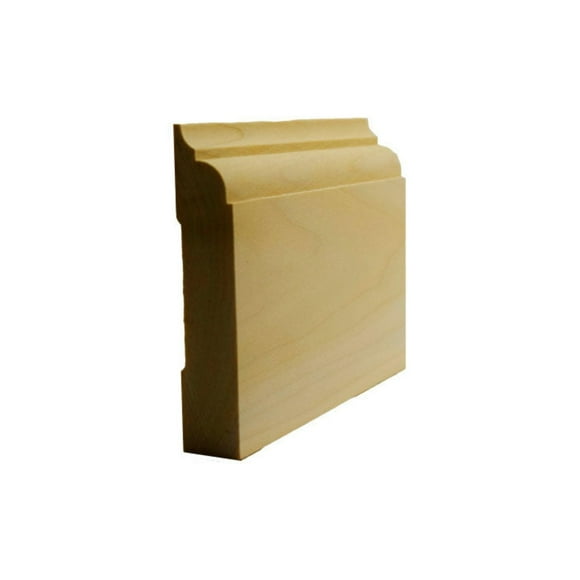 EWBB22 Nose & Cove 3-1/2" Tall x 11/16" Baseboard Moulding. Unfinished, Poplar, 94"