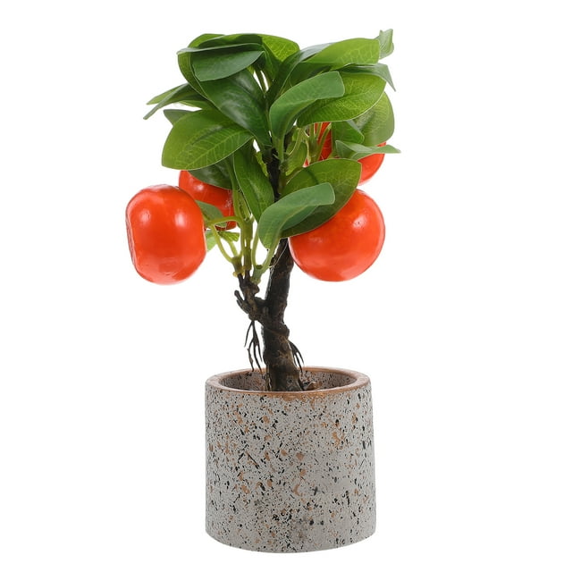 Naranjo artificial: Decoración de frutas en maceta realistas - Bonsái de cítricos artificiales con mini naranjas - Planta de escritorio moderna para decoración de hogar y oficina