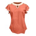 thumbnail image 4 of Babysbule Womens Summer Tops Women Summer Fashion Solid O-Neck Short Sleeve Casual Hollow Out T-Shirt Top, 4 of 6