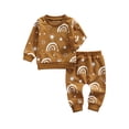 thumbnail image 2 of Qiylii Toddler Rainbow Pattern Clothes Set O-Neck Long Sleeve Tops+ Long Pants, 2 of 6