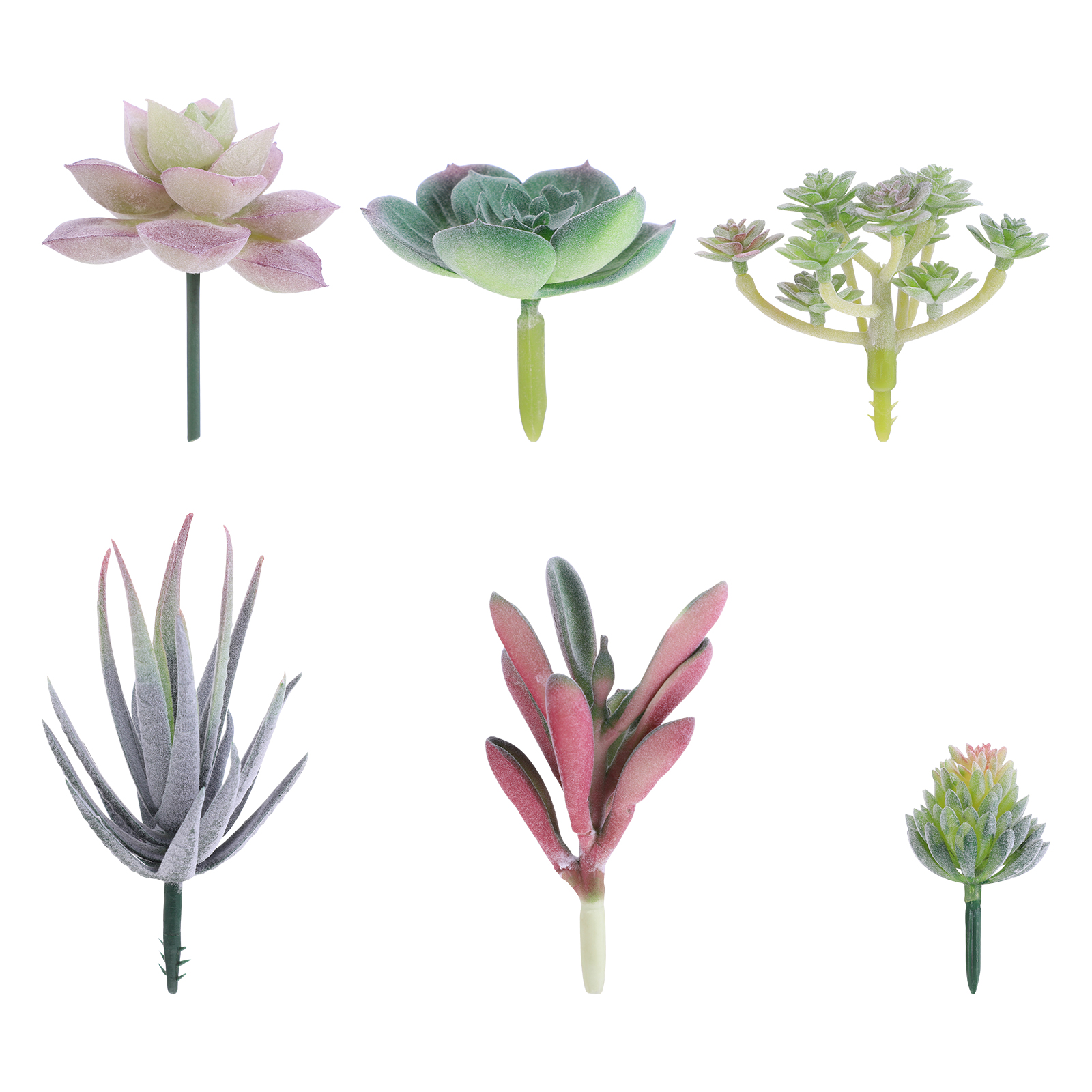 Kisangel 6pcs Artificial Succulents Unpotted Realistic Faux Succulents
