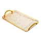 thumbnail image 4 of Bandeja rectangular para servir, organizador de encimera, bandeja para guardar joyas y platos de frutas. Borde dorado ámbar., 4 of 9