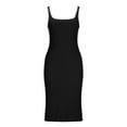 thumbnail image 6 of Sakmal Black Dresses for Women Square Neckline Mid-Length Sleeveless Sexy Solid Slip Dress, 6 of 7