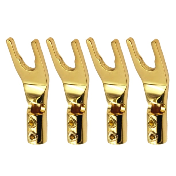 Inteprter Clip de Cable 4X, conector de Cable, conector Banana, cobre dorado, mano de obra fina, tamaño compacto, abrazadera de Cables de Accesorios para electrodomésticos Oro