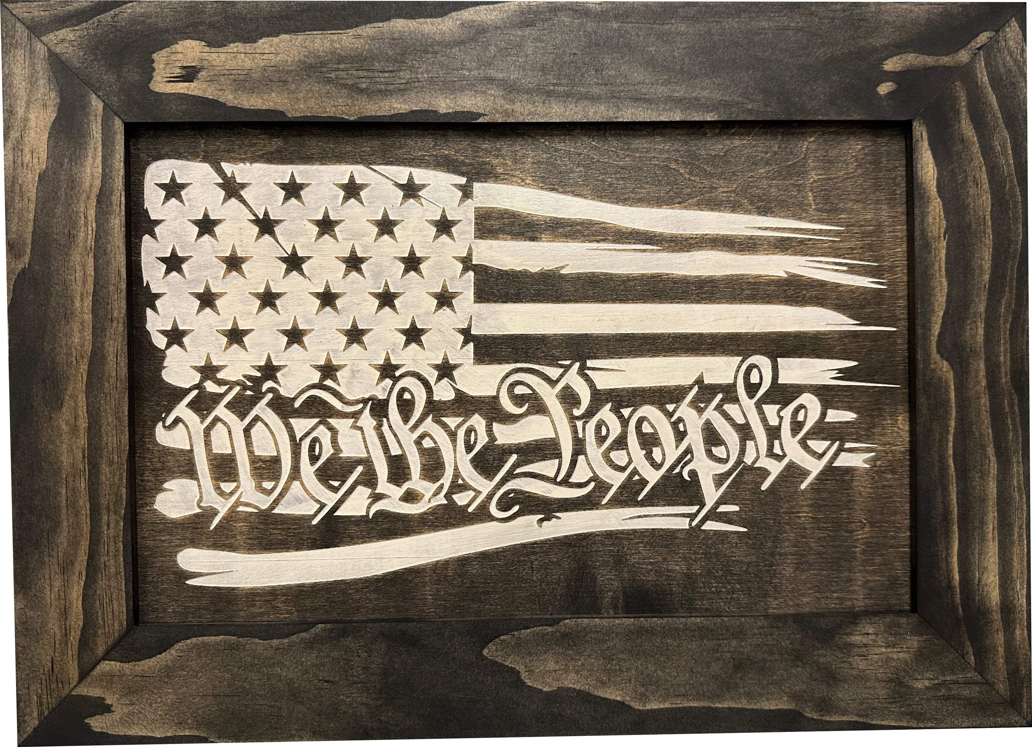 Bellewood Designs American Flag We the People Wall-Mounted Gun Safe, Black and White