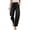 Black, variant on QQZ Barrel Leg Womens Elastic Waist Pull On Denim Pants, Knee Stitched Baggy Wide Leg Full Length Denim Trousers Suitable For Urban Street Style, Daily Errands And Back To School Outfits