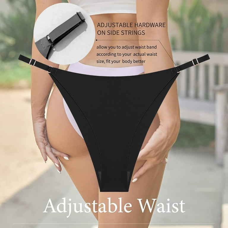 Finetoo 6 Pack Seamless Underwear for Women Cheeky Panties No Show High Cut  Low Rise Adjustable Womens Bikini Underwear