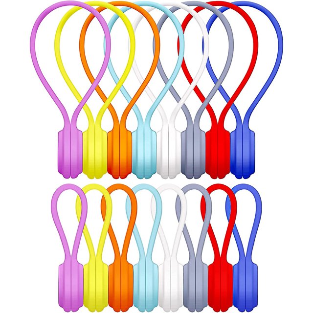 Bridas magnéticas de silicona reutilizables Taian para gestión de cables, bridas magnéticas de 16 piezas para agrupar y organizar, giros de silicona de colores para C ShuxiuWang 8390605853982