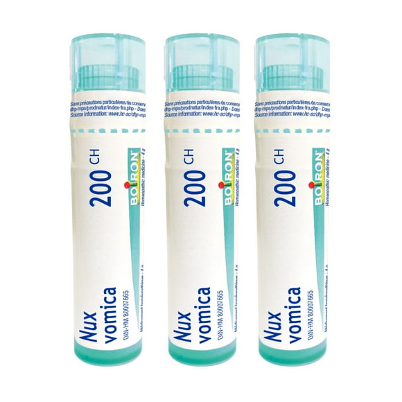 Boiron Nux Vomica 200CH – Homeopathic Medicine, Box of 3 Tubes (4g Each, Approx. 80 Pellets per Tube)