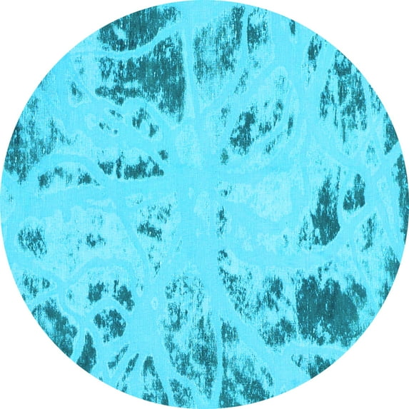 Ahgly Company Indoor Round Oriental Light Blue Modern Area Rugs, 8' Round