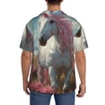 thumbnail image 3 of Lsque Flower White Horse (2) print Men's Cuban Collar Short Sleeve Shirt Summer Beachwear Casual Button Down Fashionable Vacation Leisure Shirt-Medium, 3 of 7