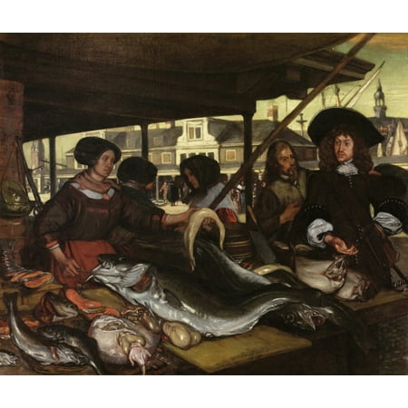 New Fish Market In Amsterdam By Emanuel De Witte 1655-92 Dutch Painting Oil On Canvas Women Vendors In A Stall Sell An Abundant Variety Of Types And Sizes Poster