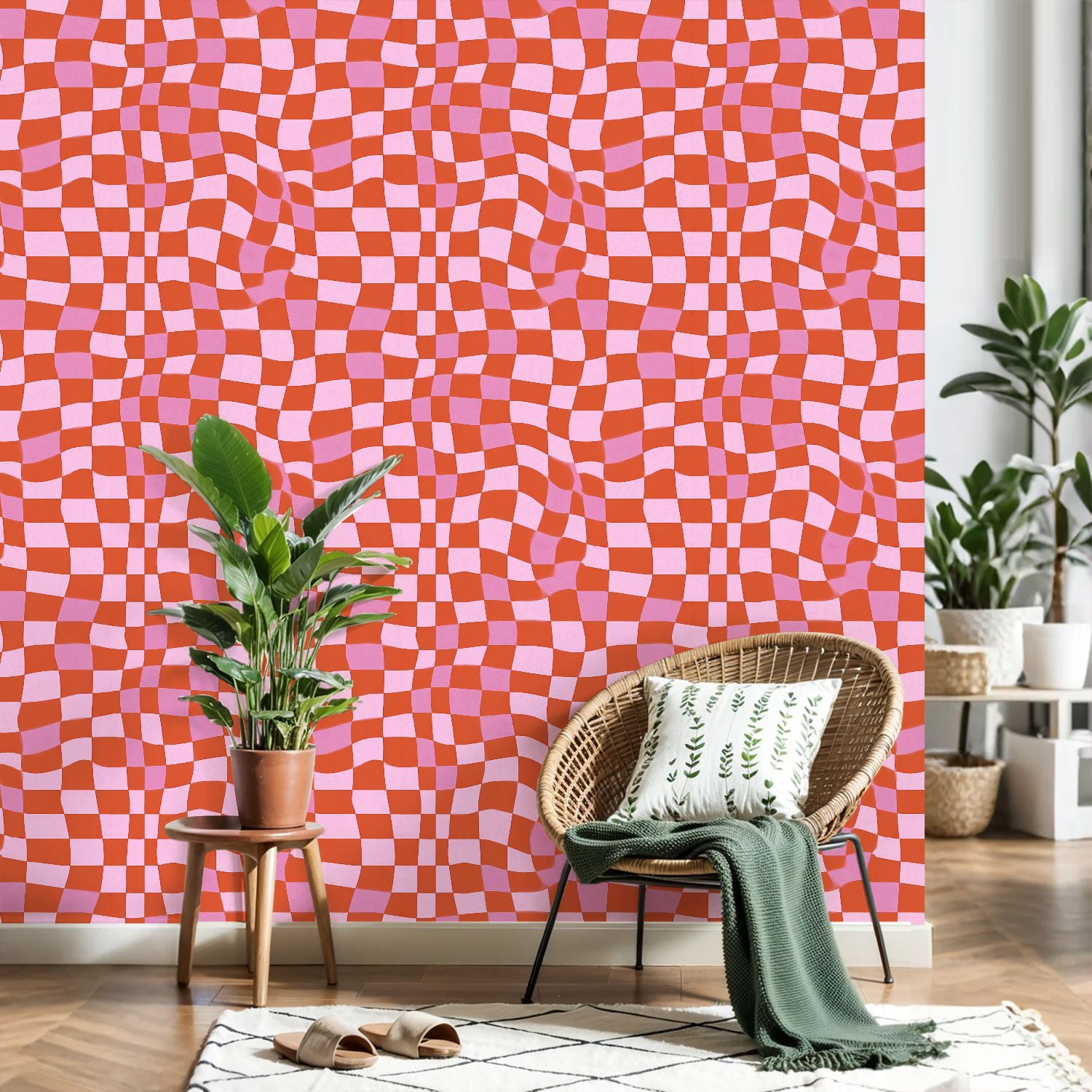 Peel and Stick Wallpaper Retro Groovy Wavy Psychedelic Checkerboard Check Y2K 90s Stationary 24in x 118in Contact Paper Removable Self Adhesive Wall Mural Wall Decor for Bedroom Kitchen Cabinets