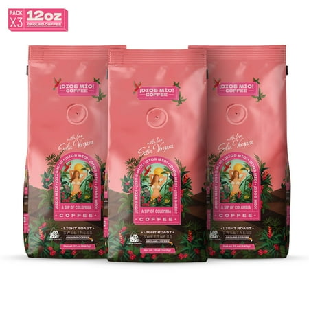 Dios Mio Coffee by Sofia Vergara, Premium Ground Colombian Coffee, Light Roast , 12oz (pack of 3)