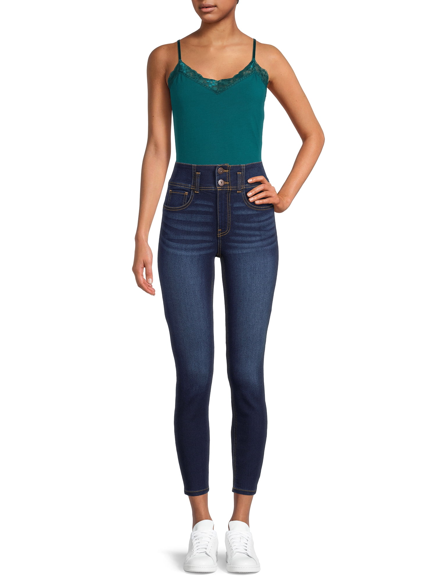 No Boundaries Junior's Lace Trim Cami with Shelf Bra