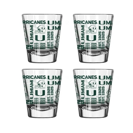 Logo Brands Miami Hurricanes 4-Pack 2oz. Shot Glass Set