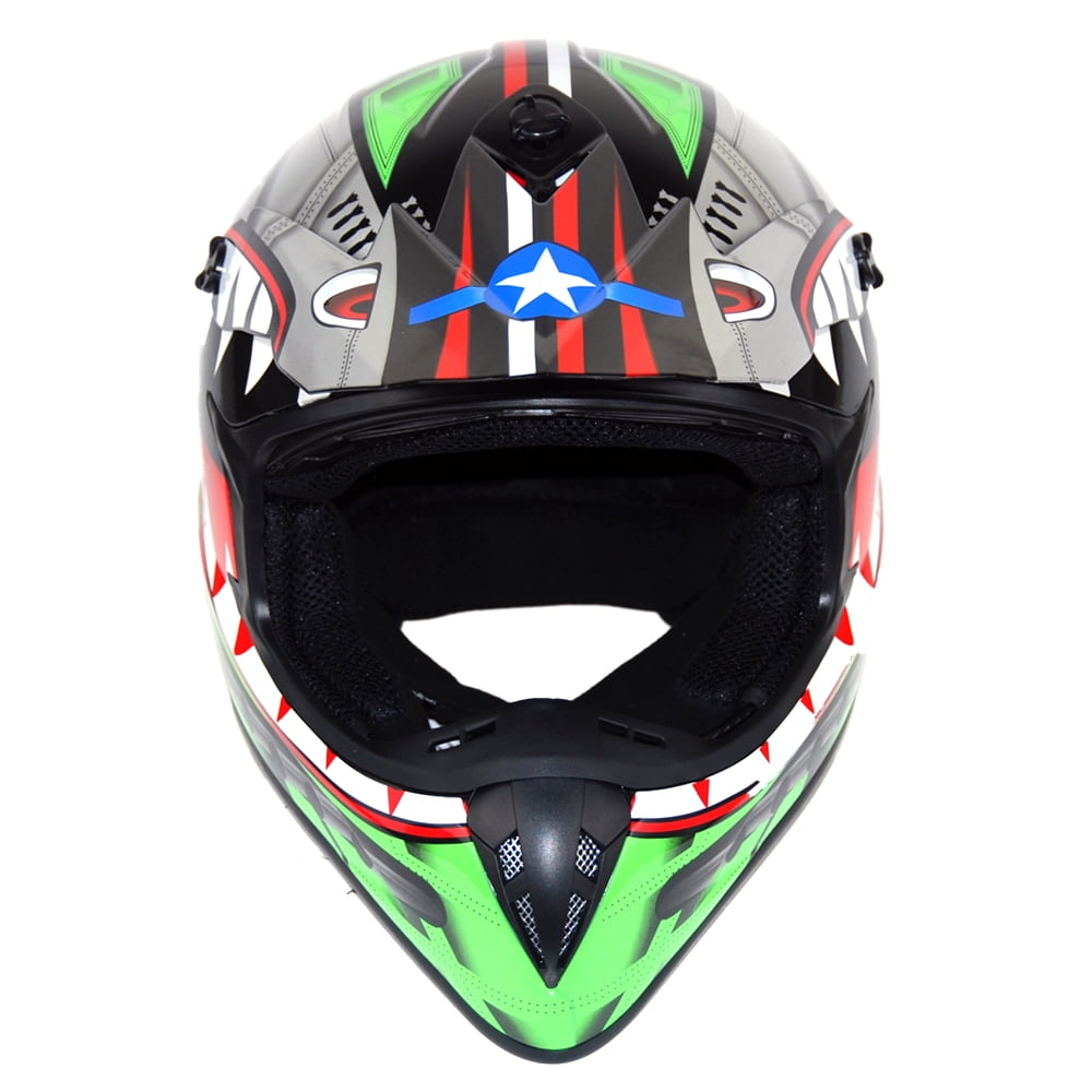 1Storm Adult Motocross Helmet BMX MX ATV Dirt Bike Downhill Mountain Bike Helmet Racing Style HKY_SC09S; Shark Green