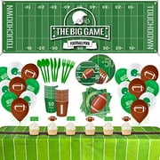 Eazyco Football Party Supplies Decorations Set for 24 People, Include Tablecloths Banner Balloons Plates Napkins Cups Flatware Cupcake Toppers, Perfect for Super Bowl Game Day Birthday