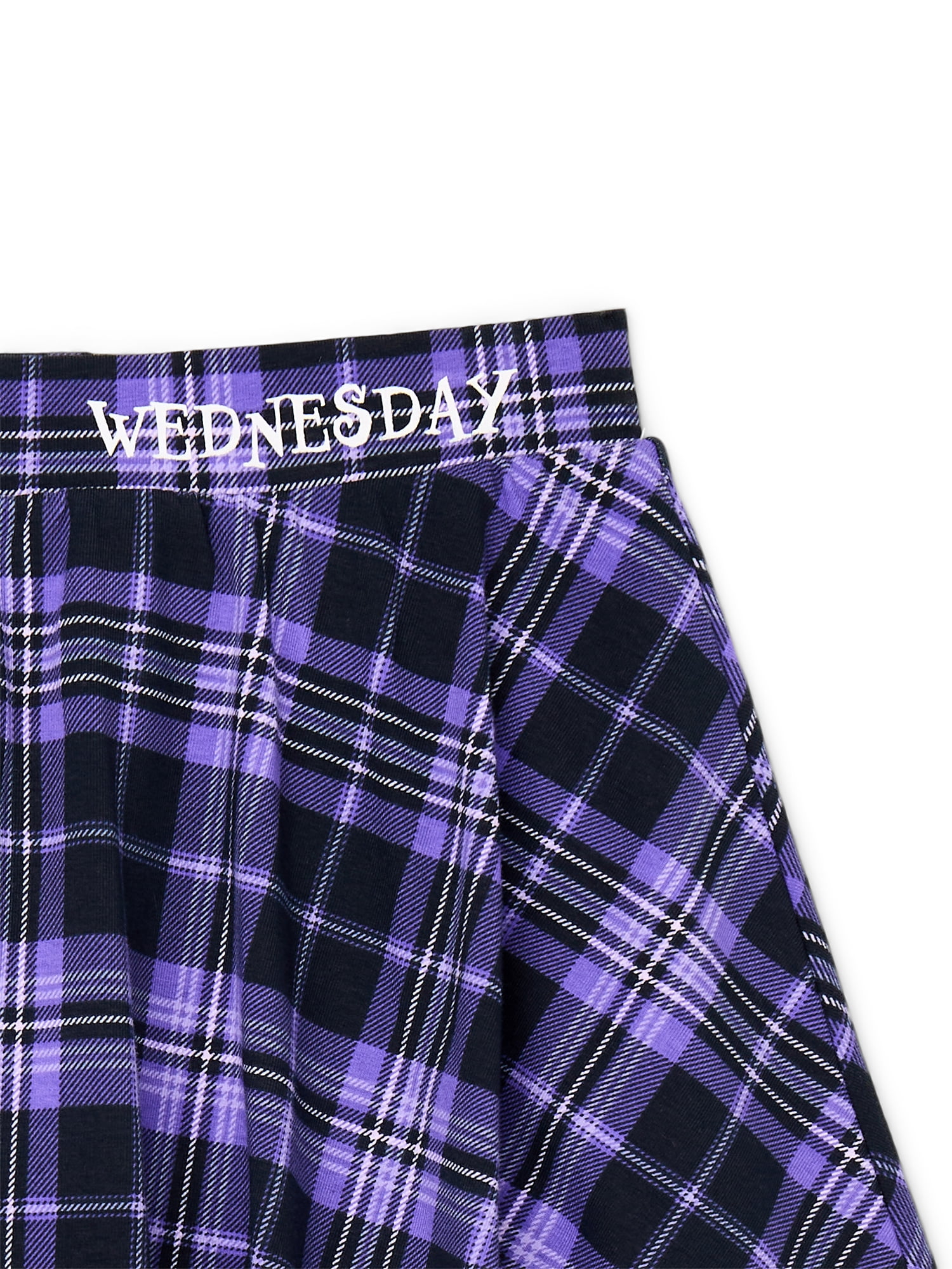 Wednesday Addams Girls Halloween Checkered Skort, Sizes 4-16
