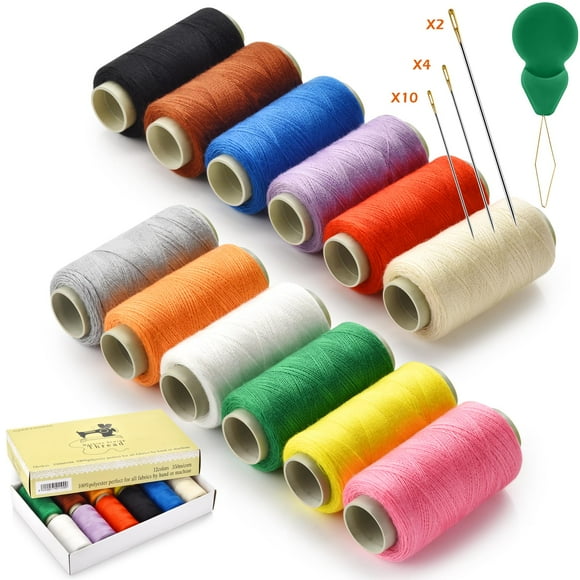 Kit de Hilos de Coser Wteehn 12 Colores Poliéster 320 m