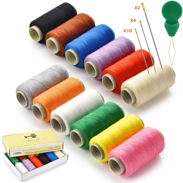 Kit de Hilos de Coser Wteehn 12 Colores Poliéster 320 m