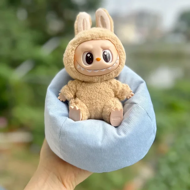 Mini sofá cama para Mini sofá Labubu de 17cm, decoración para habitación de muñecas Bjd, serie de fiesta sentada de segunda generación, sofá para coch